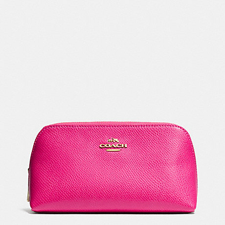 COACH COSMETIC CASE 17 IN CROSSGRAIN LEATHER - LIGHT GOLD/PINK RUBY - f53067