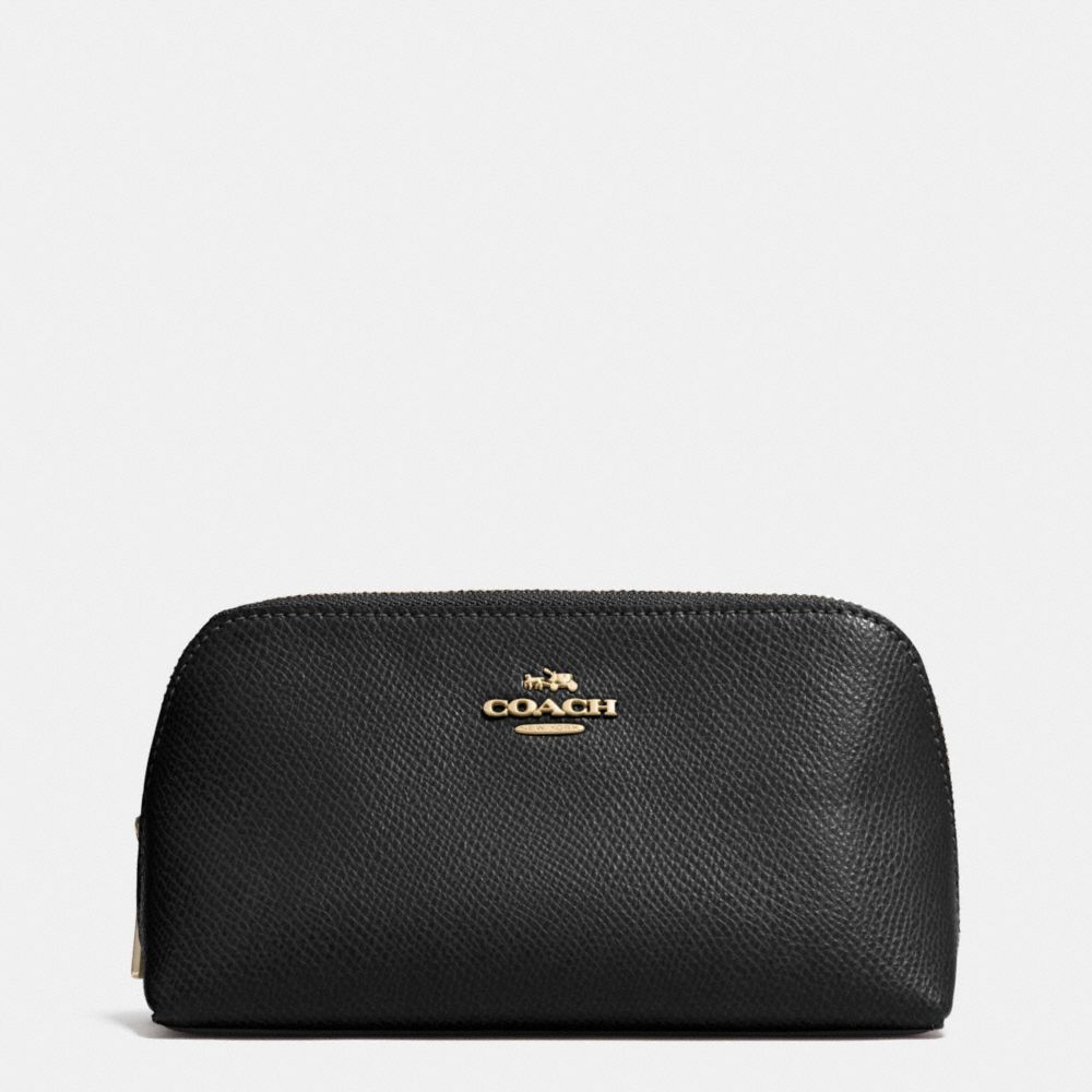 COACH COSMETIC CASE 17 IN CROSSGRAIN LEATHER - LIGHT GOLD/BLACK - f53067