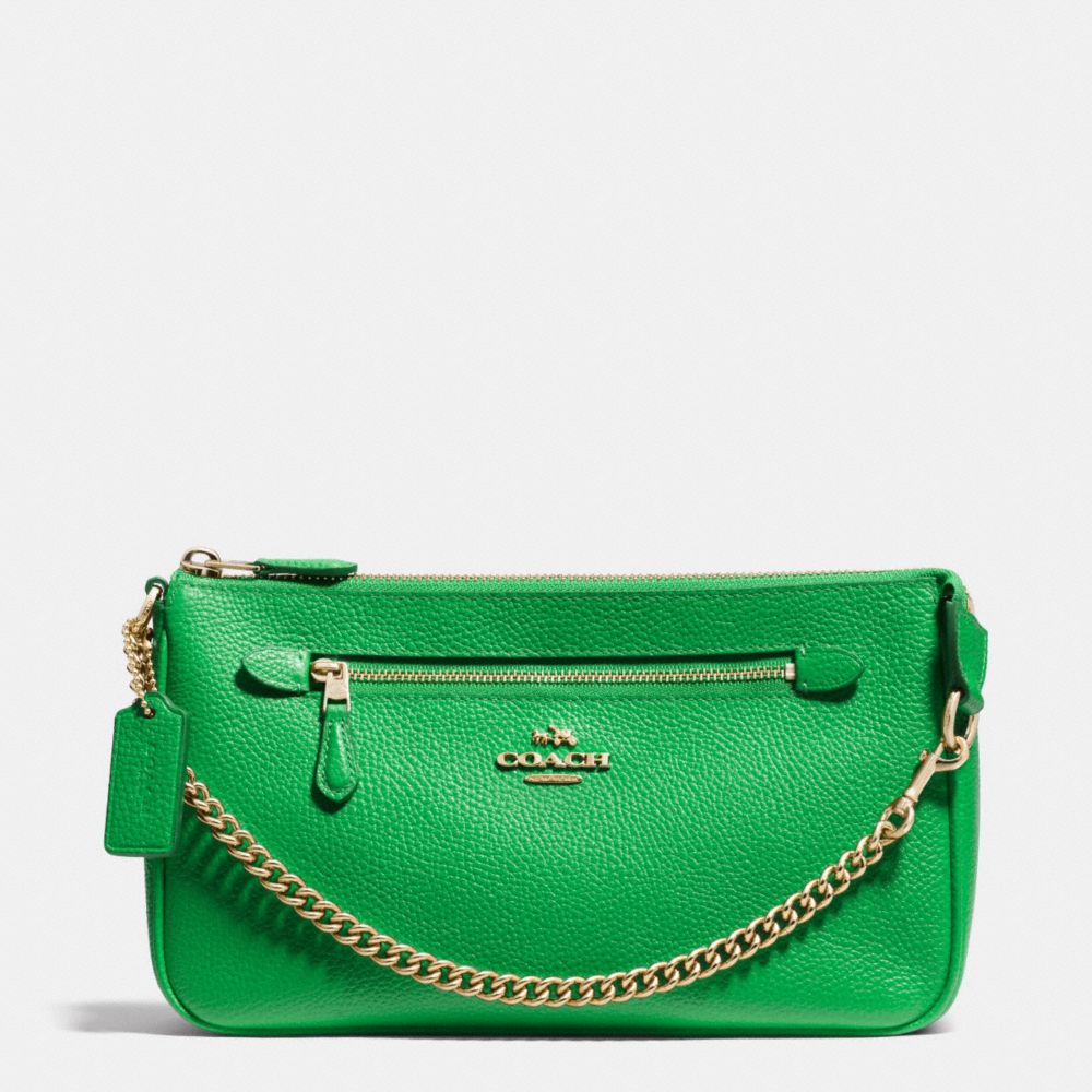 COACH NOLITA WRISTLET 24 IN PEBBLE LEATHER - LIGHT GOLD/GREEN - F53078