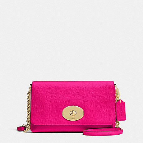 COACH F53083 CROSSTOWN CROSSBODY IN PEBBLE LEATHER LIGHT-GOLD/PINK-RUBY