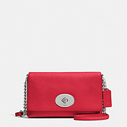 CROSSTOWN CROSSBODY IN PEBBLE LEATHER - f53083 - SILVER/TRUE RED