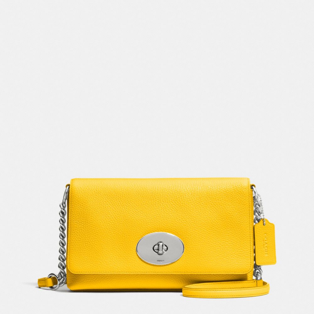 COACH F53083 Crosstown Crossbody In Pebble Leather SILVER/CANARY