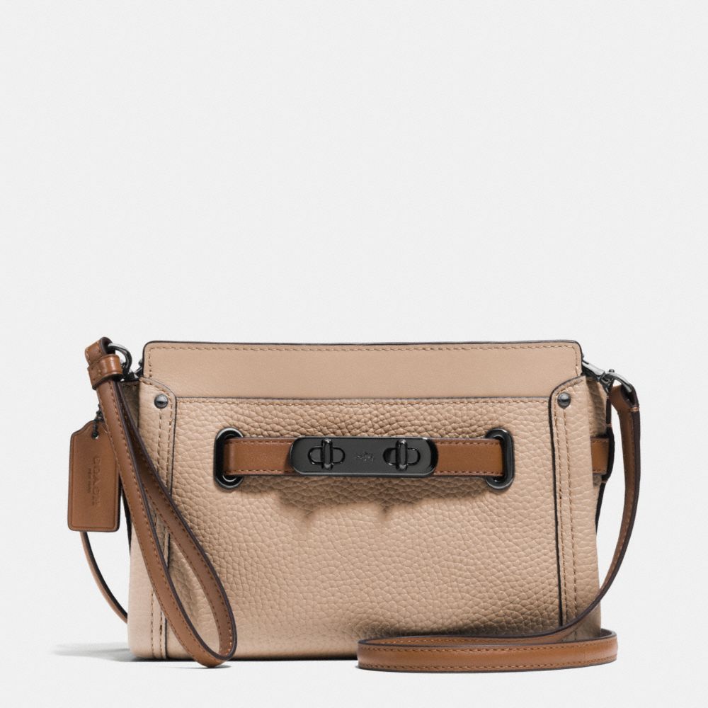 COACH f53107 COACH SWAGGER WRISTLET IN COLORBLOCK LEATHER DARK GUNMETAL/BEECHWOOD MULTI