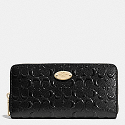 COACH F53126 - ACCORDION ZIP WALLET IN SIGNATURE DEBOSSED PATENT LEATHER  LIGHT GOLD/BLACK