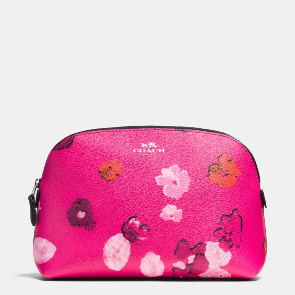 COSMETIC CASE IN FLORAL PRINT CANVAS - f53131 -  SILVER/PINK MULTICOLOR