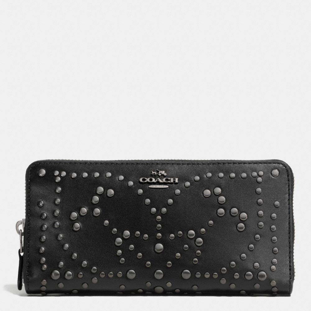 ACCORDION ZIP WALLET IN MINI STUDDED LEATHER - ANTIQUE NICKEL/BLACK - COACH F53135