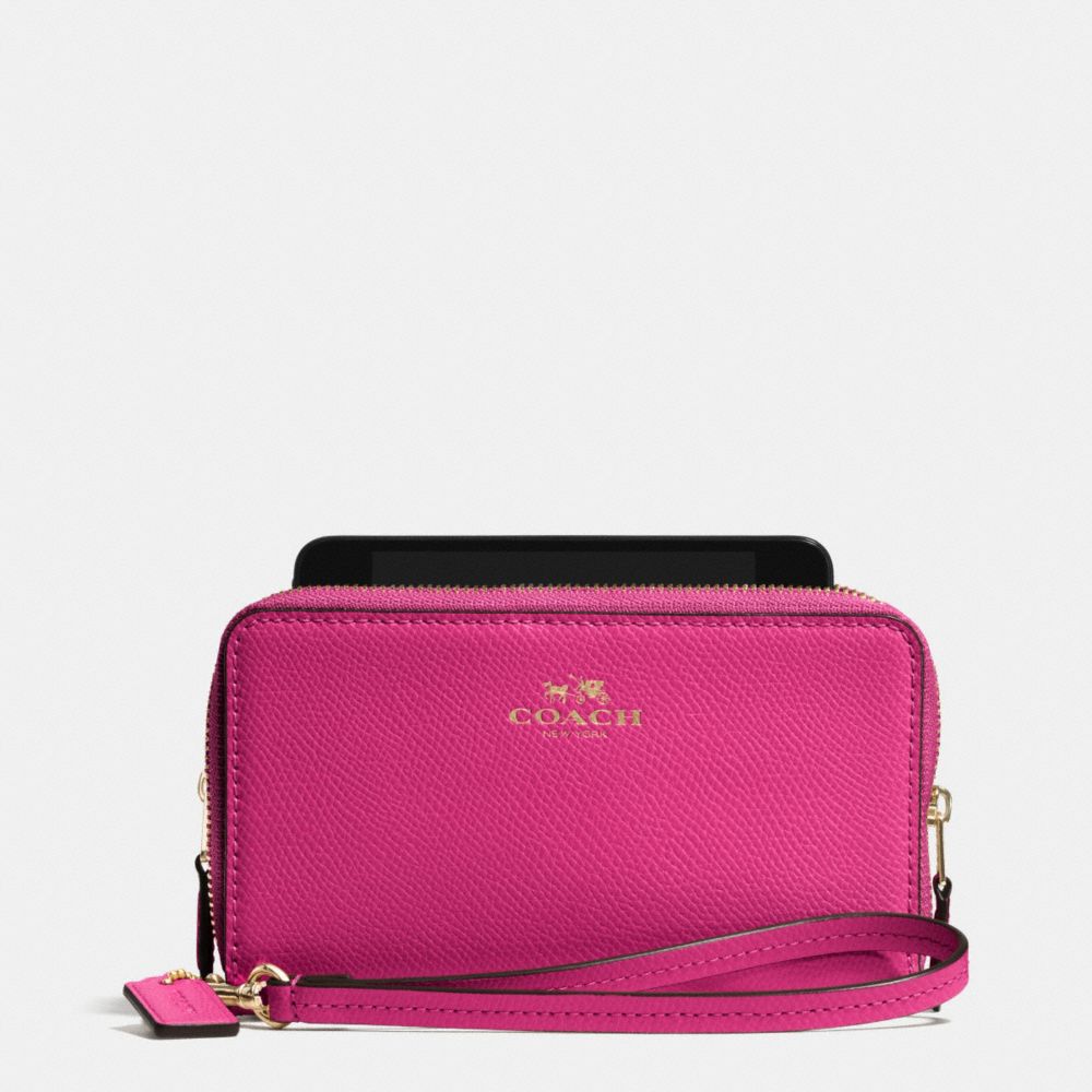 COACH DOUBLE ZIP PHONE WALLET IN CROSSGRAIN LEATHER - IMCBY - f53141