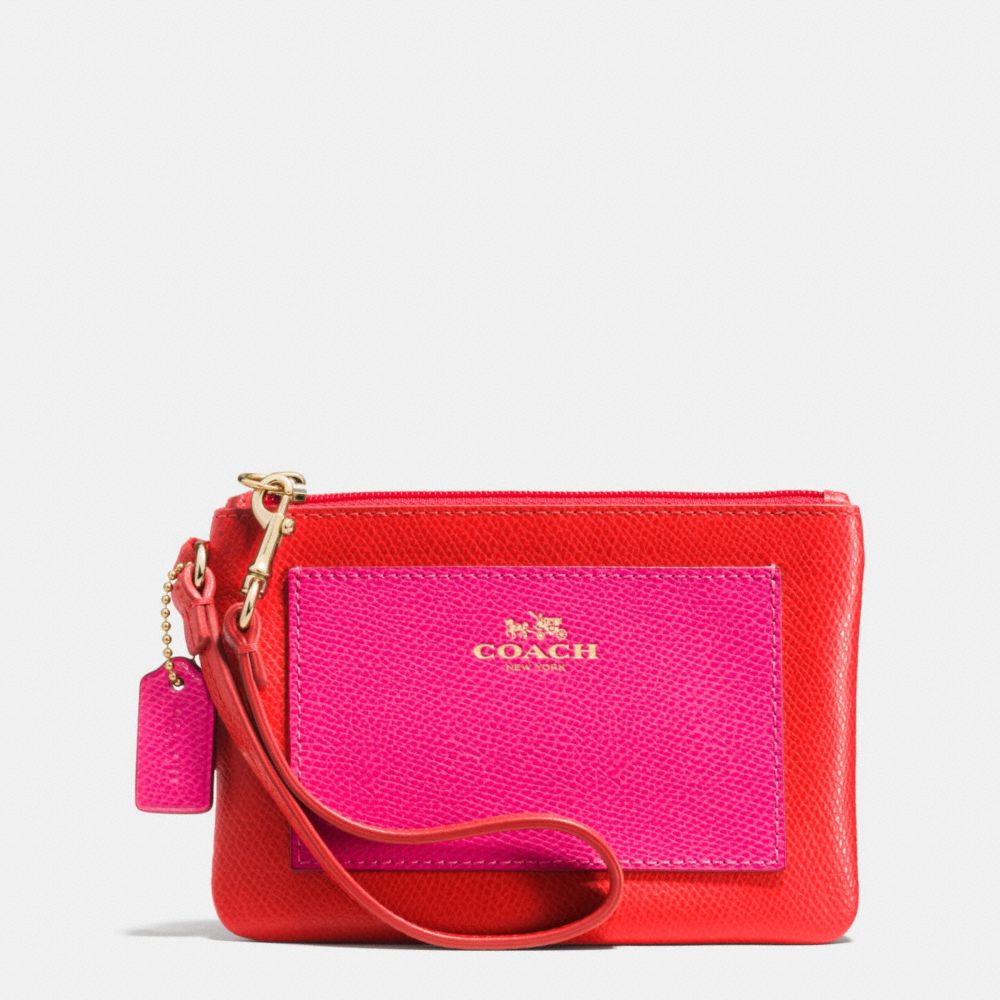 SMALL WRISTLET IN BICOLOR CROSSGRAIN LEATHER - f53142 -  LIGHT GOLD/CARDINAL/PINK RUBY