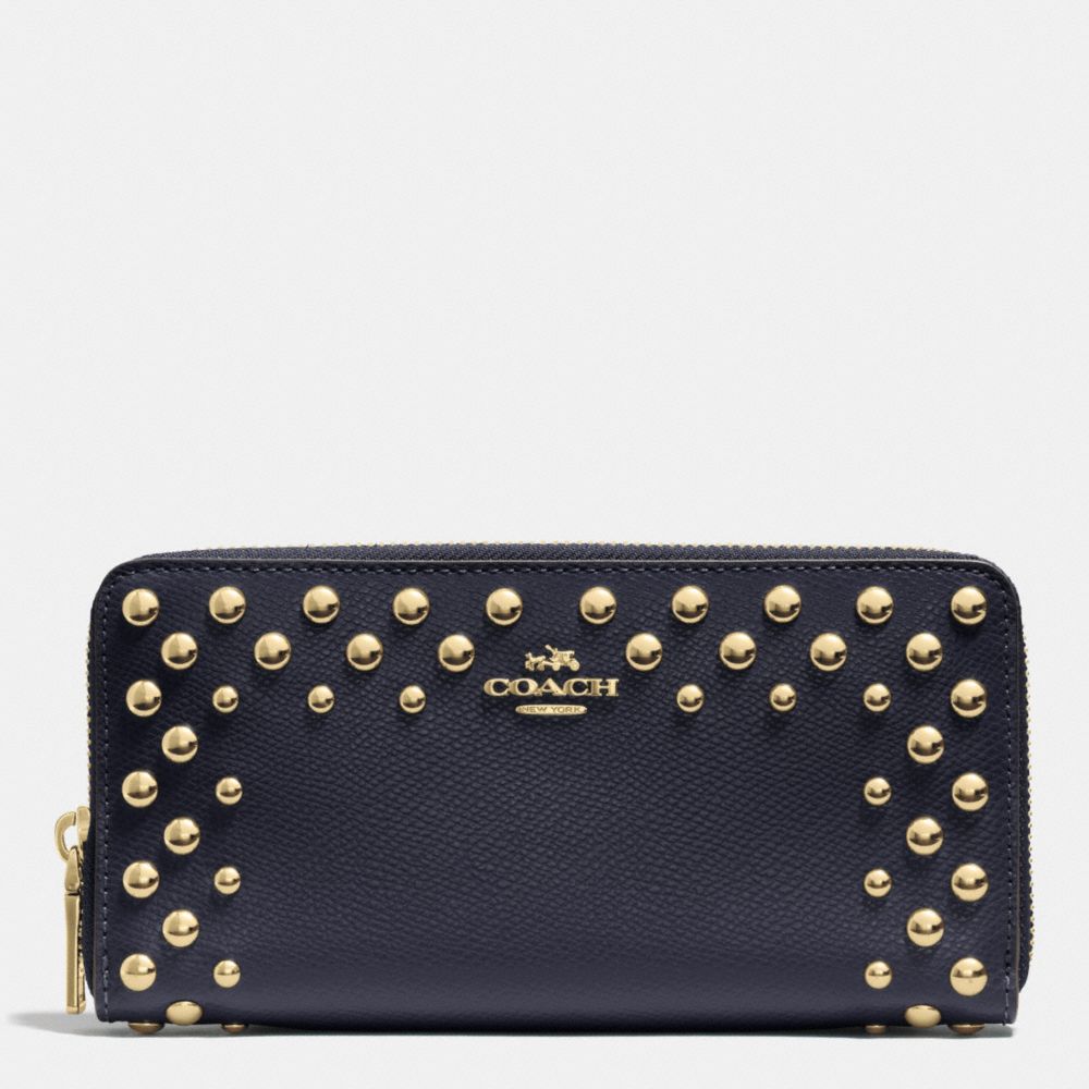 ACCORDION ZIP WALLET IN STUDDED CROSSGRAIN LEATHER - LIGHT GOLD/MIDNIGHT - COACH F53145