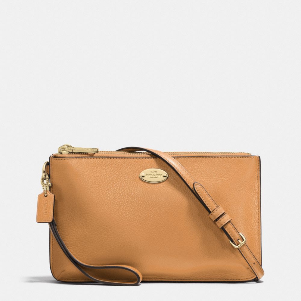 LYLA DOUBLE GUSSET CROSSBODY IN PEBBLE LEATHER - LIGHT GOLD/LIGHT SADDLE - COACH F53157