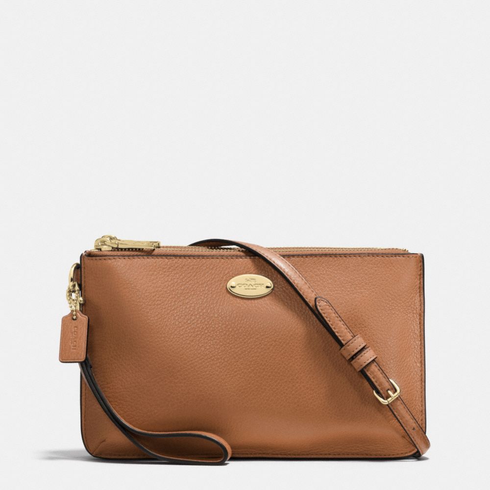 LYLA DOUBLE GUSSET CROSSBODY IN PEBBLE LEATHER - f53157 - IMITATION GOLD/SADDLE