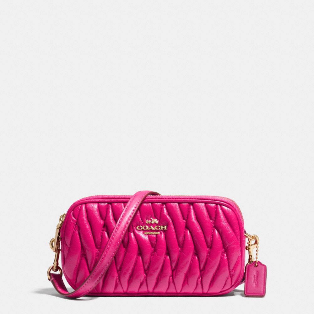 CROSSBODY POUCH IN GATHERED LEATHER - LIGHT GOLD/PINK RUBY - COACH F53163