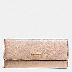 COACH F53173 Soft Wallet In Metallic Crossgrain Leather ROSE GOLD/ROSE GOLD