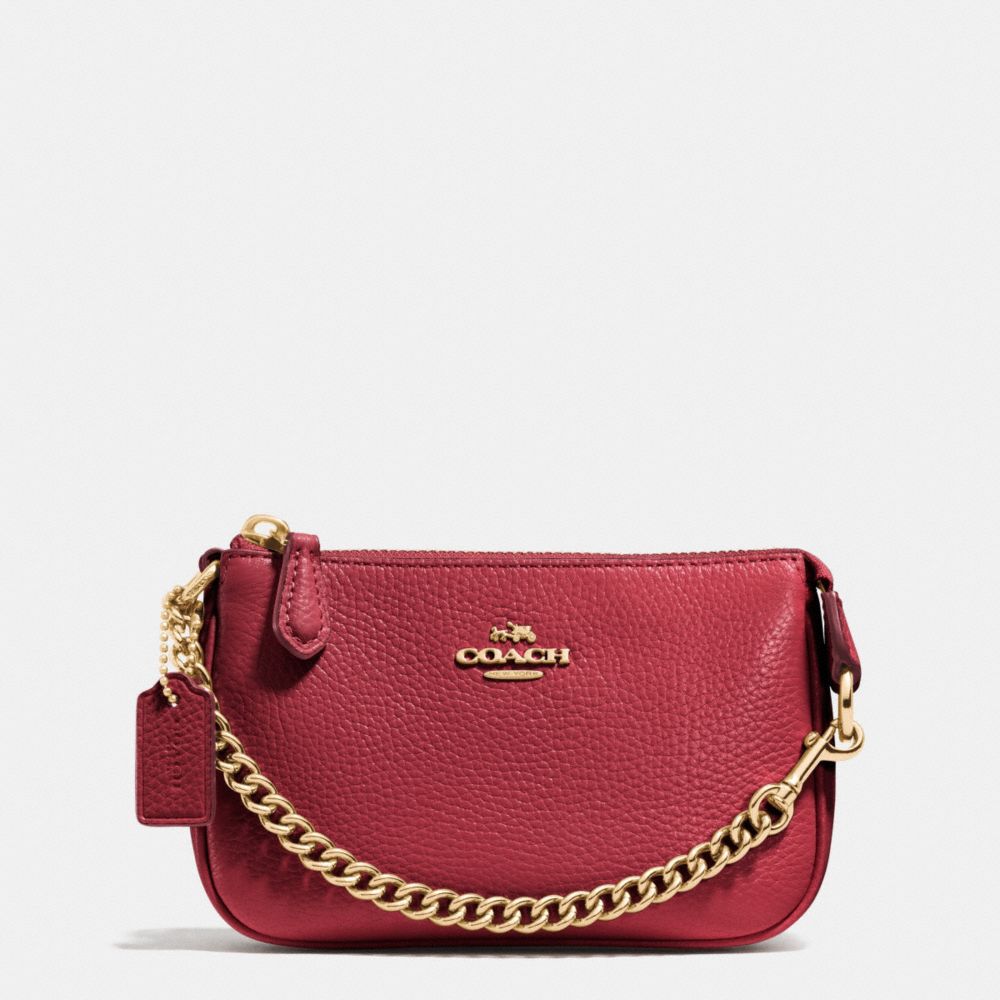 NOLITA WRISTLET 15 IN PEBBLE LEATHER - f53193 - LIGHT GOLD/BLACK CHERRY