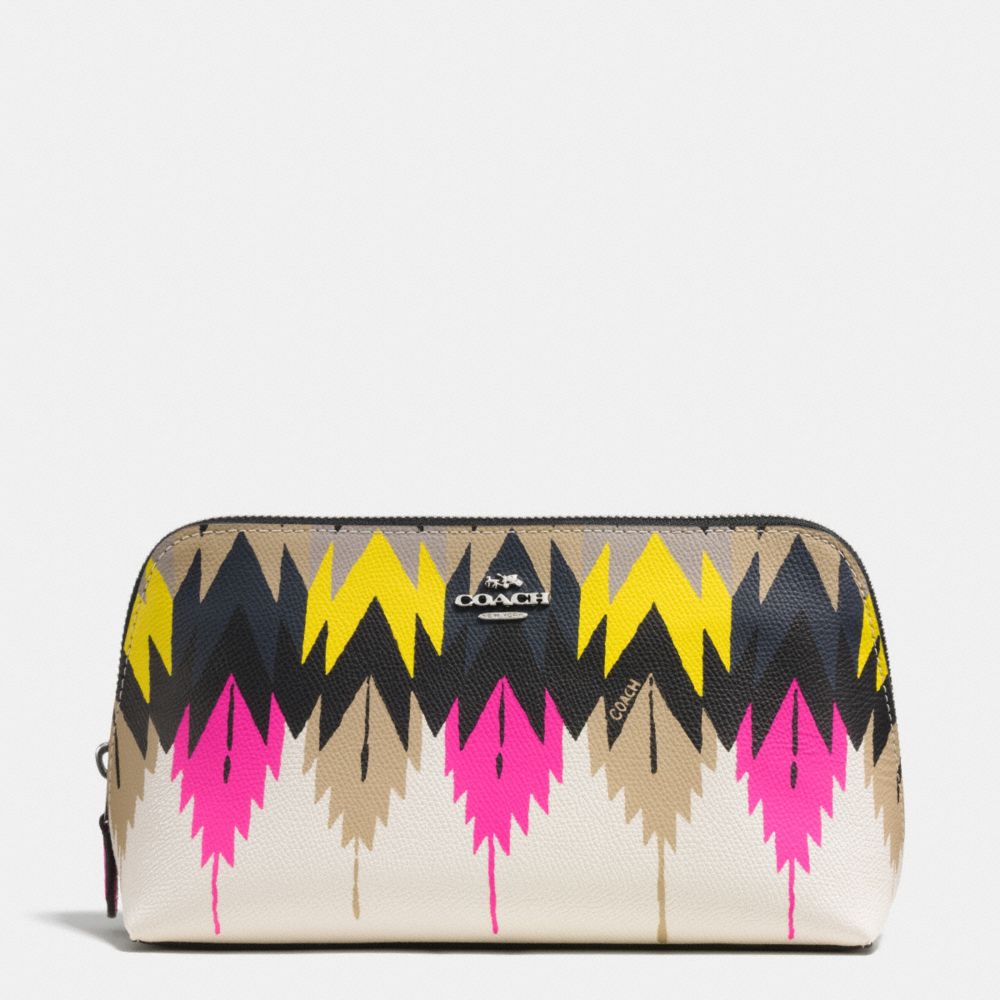 COSMETIC CASE 22 IN PRINTED CROSSGRAIN LEATHER - SILVER/HAWK FEATHER - COACH F53219