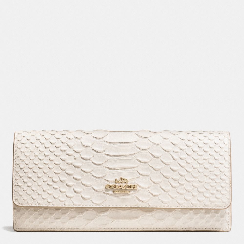 COACH F53307 Soft Wallet In Python Embossed Leather LIGHT GOLD/CHALK