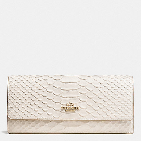 COACH F53307 SOFT WALLET IN PYTHON EMBOSSED LEATHER LIGHT-GOLD/CHALK