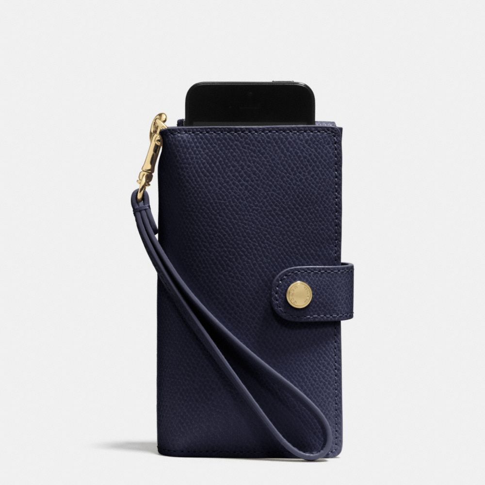 PHONE CLUTCH IN CROSSGRAIN LEATHER - f53311 -  LIGHT GOLD/MIDNIGHT
