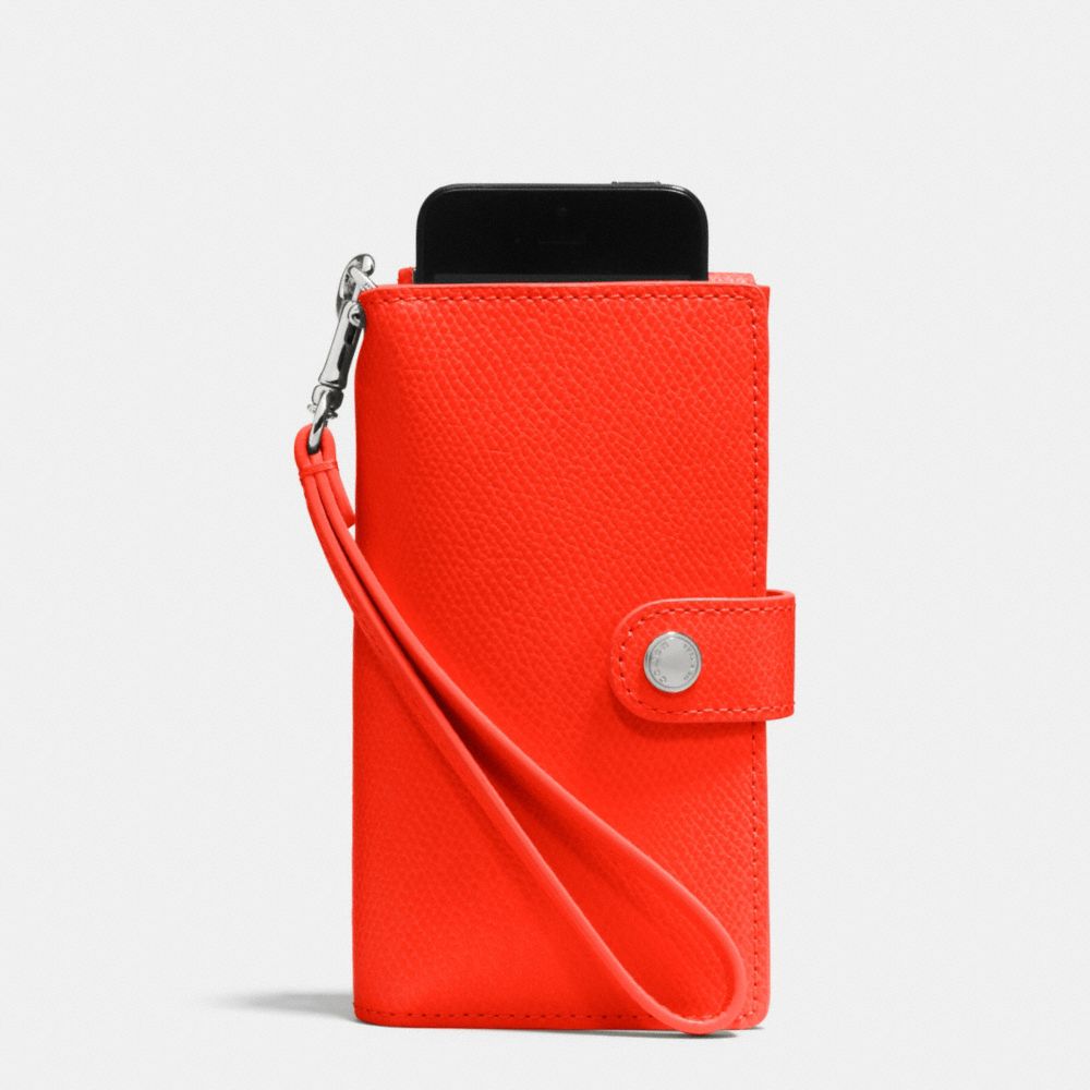 PHONE CLUTCH IN CROSSGRAIN LEATHER - SILVER/ORANGE - COACH F53311