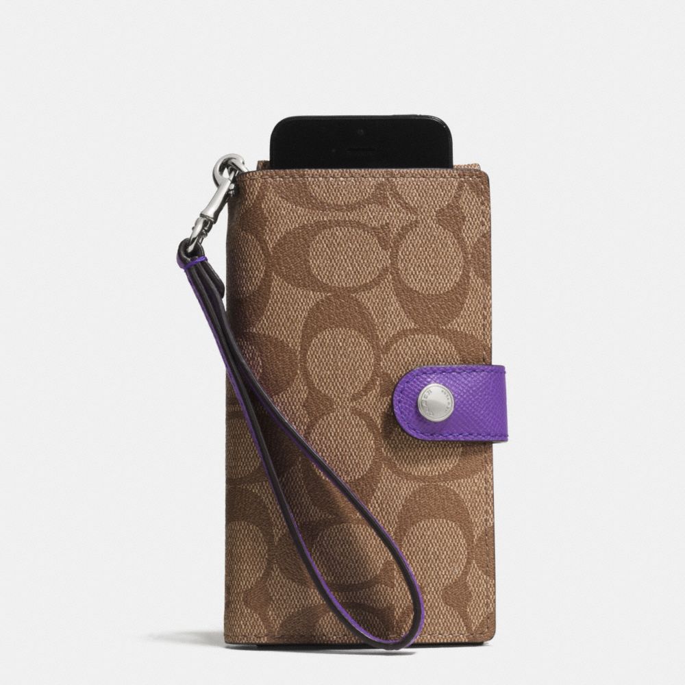 PHONE CLUTCH IN SIGNATURE - SILVER/KHAKI/PURPLE IRIS - COACH F53312