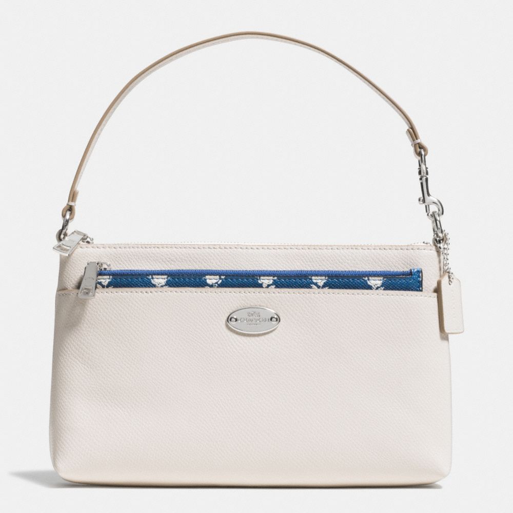 COACH POP POUCH IN BADLANDS FLORAL CROSSGRAIN LEATHER - SILVER/CHALK MULTI - F53322