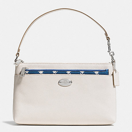 COACH F53322 POP POUCH IN BADLANDS FLORAL CROSSGRAIN LEATHER -SILVER/CHALK-MULTI