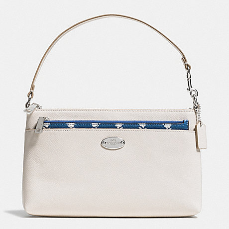 POP POUCH IN BADLANDS FLORAL CROSSGRAIN LEATHER - COACH F53322 - SILVER/CHALK MULTI