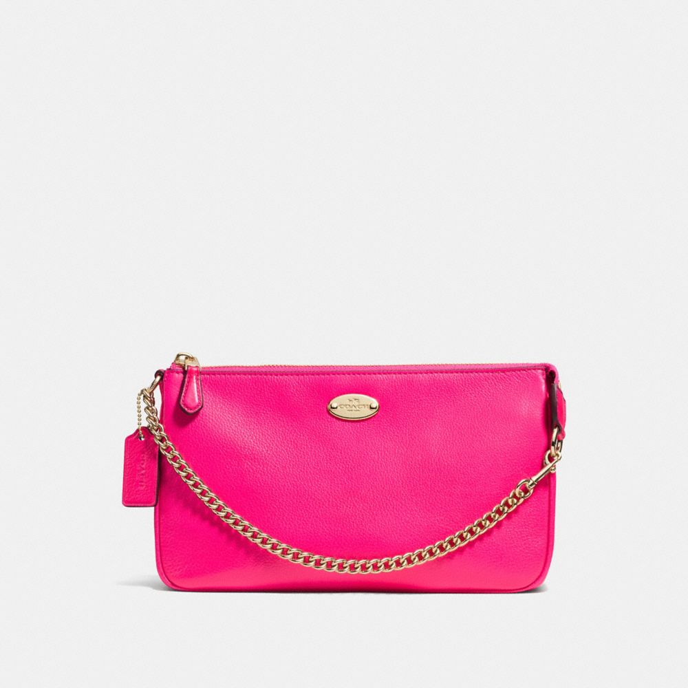 LARGE WRISTLET 19 IN PEBBLE LEATHER - LIGHT GOLD/PINK RUBY - COACH F53340