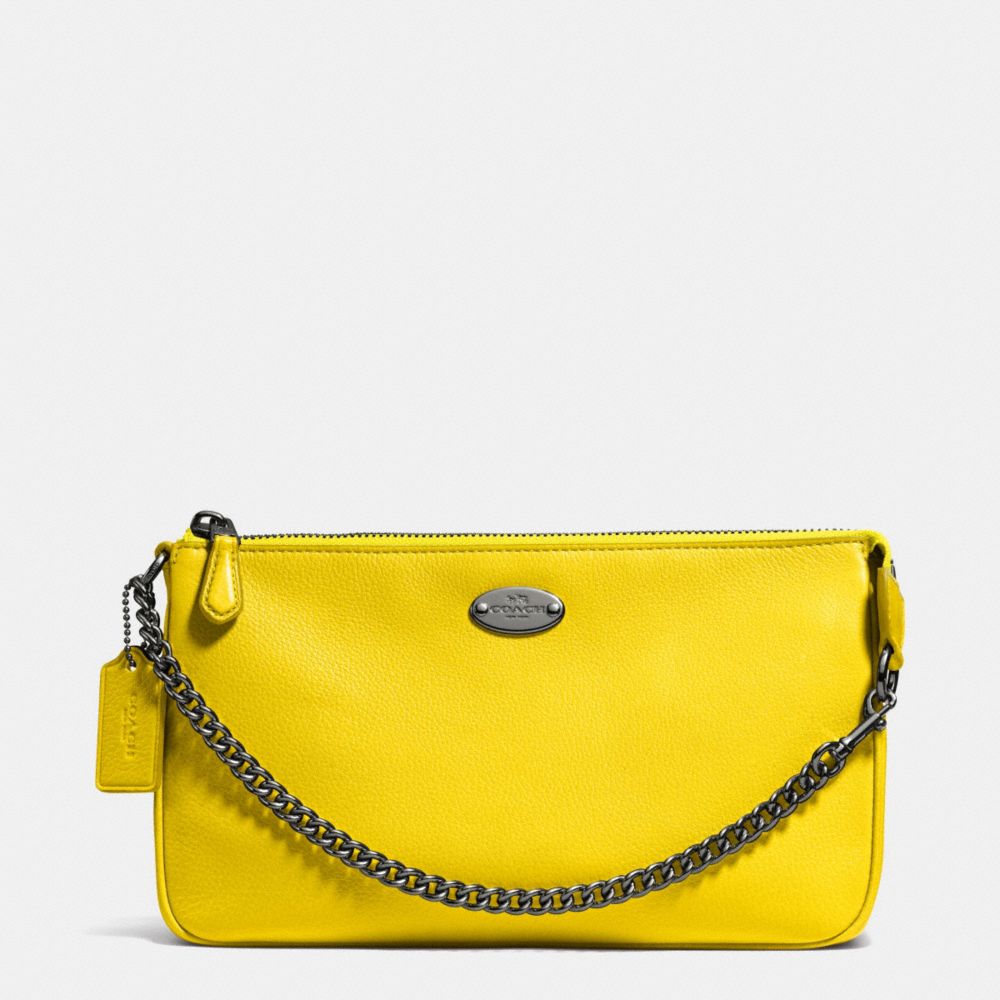 COACH f53340 LARGE WRISTLET 19 IN PEBBLE LEATHER QB/YELLOW