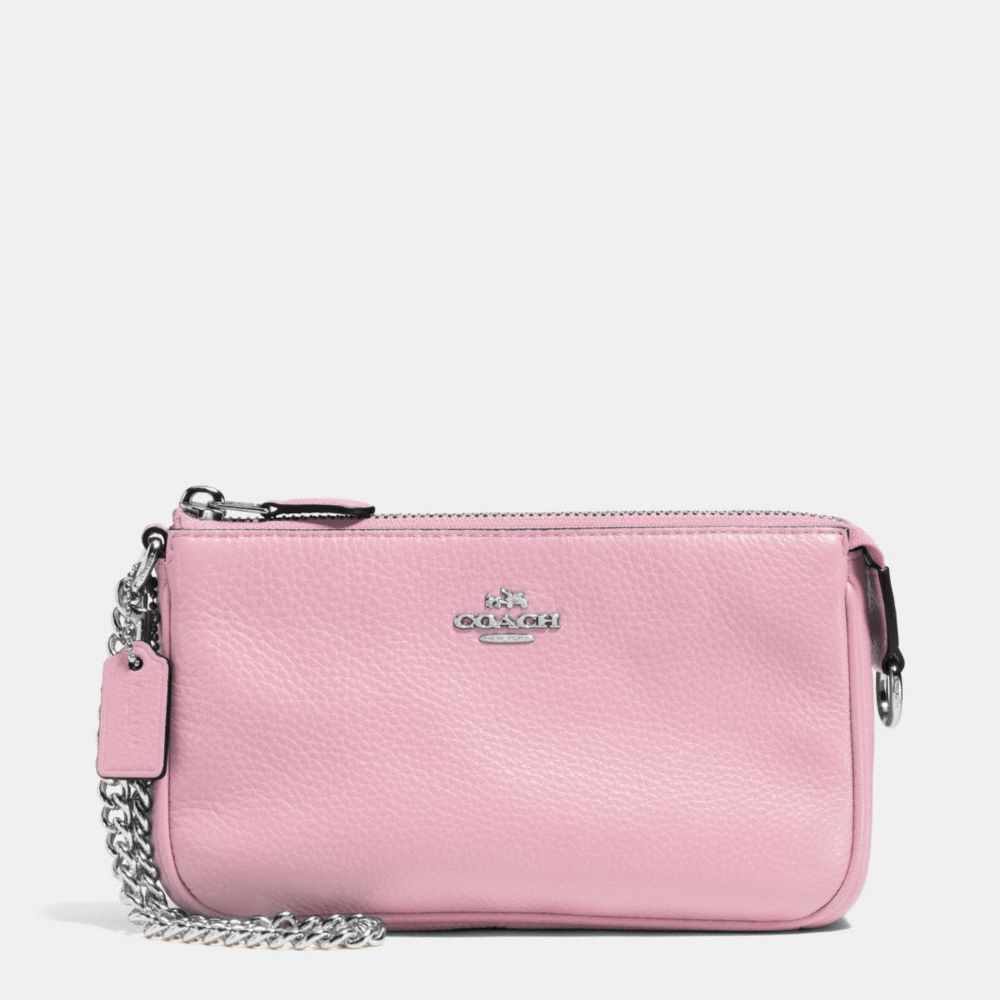 LARGE WRISTLET 19 IN PEBBLE LEATHER - f53340 - SILVER/PETAL