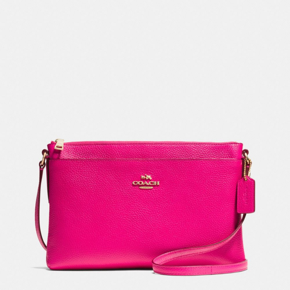 COACH F53357 JOURNAL CROSSBODY IN PEBBLE LEATHER LIGHT-GOLD/PINK-RUBY