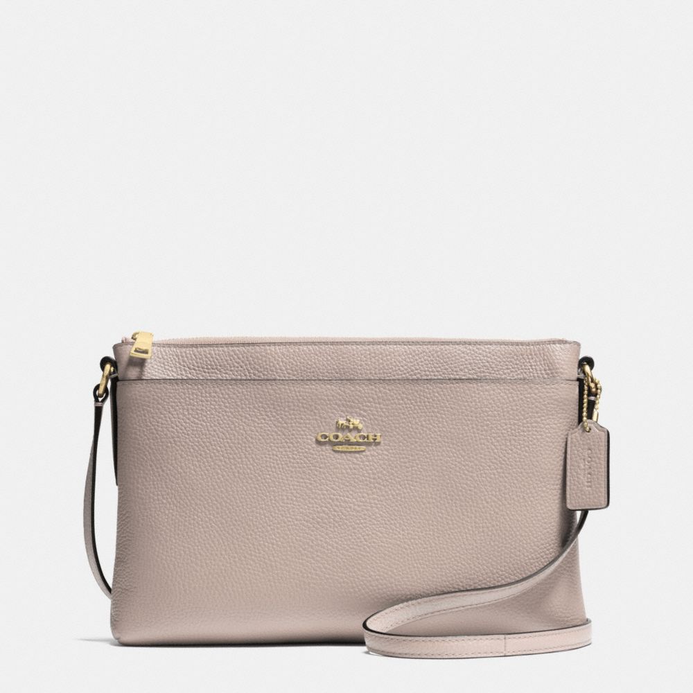 JOURNAL CROSSBODY IN POLISHED PEBBLE LEATHER - COACH F53357 - LIGHT GOLD/GREY BIRCH