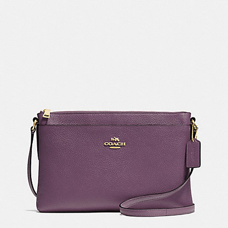 COACH F53357 JOURNAL CROSSBODY IN PEBBLE LEATHER LIGHT-GOLD/EGGPLANT