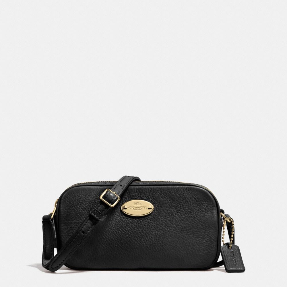 CROSSBODY POUCH IN PEBBLE LEATHER - LIGHT GOLD/BLACK - COACH F53372
