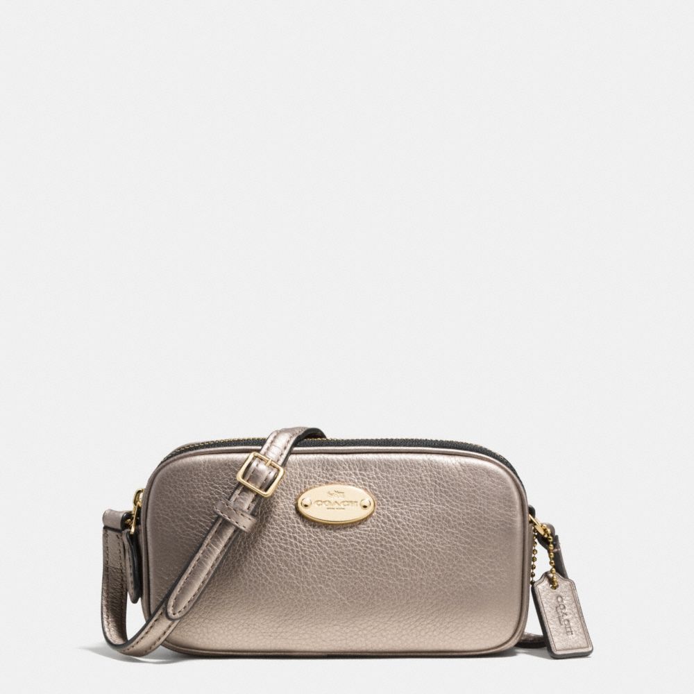 COACH F53372 Crossbody Pouch In Pebble Leather LIGHT GOLD/METALLIC