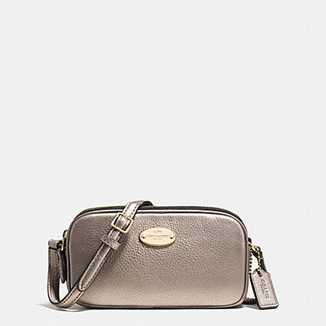 COACH f53372 CROSSBODY POUCH IN PEBBLE LEATHER LIGHT GOLD/METALLIC