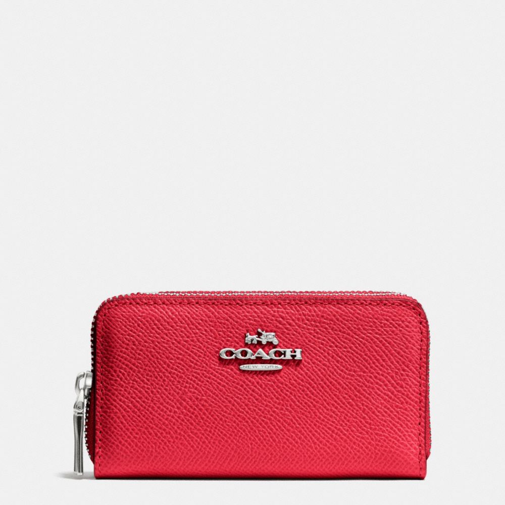 COACH F53373 SMALL DOUBLE ZIP COIN CASE SV/TRUE RED