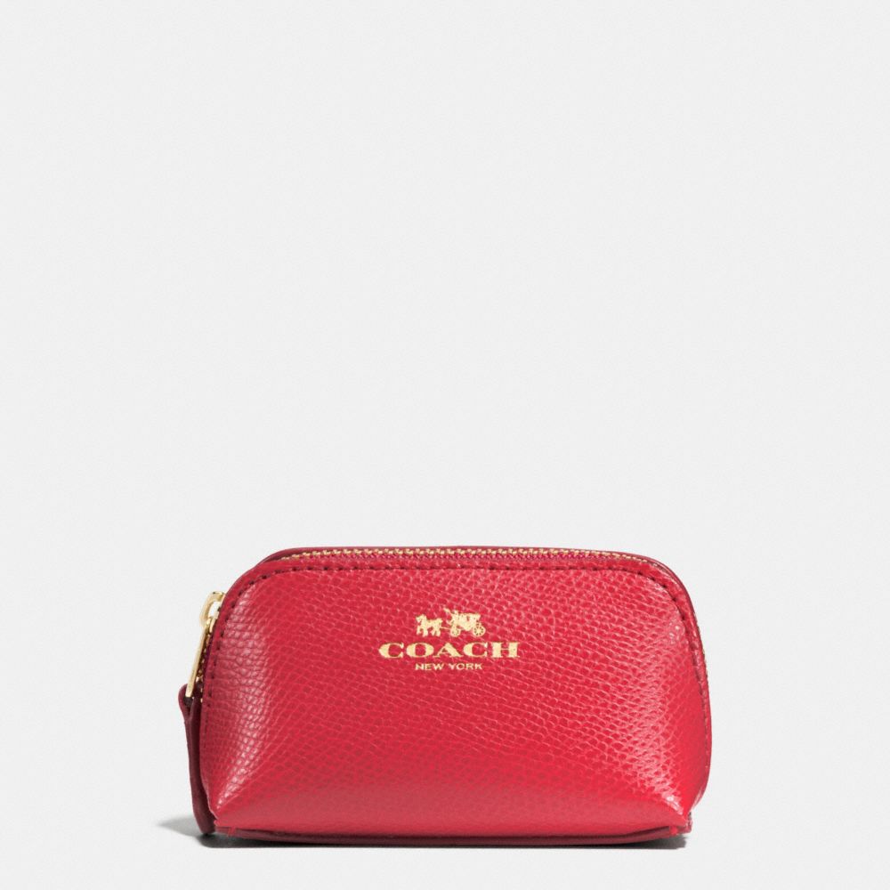 COSMETIC CASE 9 IN CROSSGRAIN LEATHER - f53384 - IMITATION GOLD/CLASSIC RED