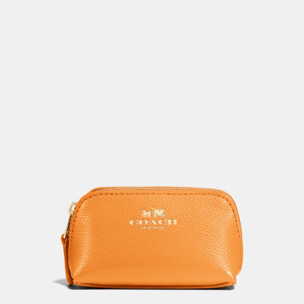 COACH COSMETIC CASE 9 IN CROSSGRAIN LEATHER - IMITATION GOLD/ORANGE PEEL - f53384