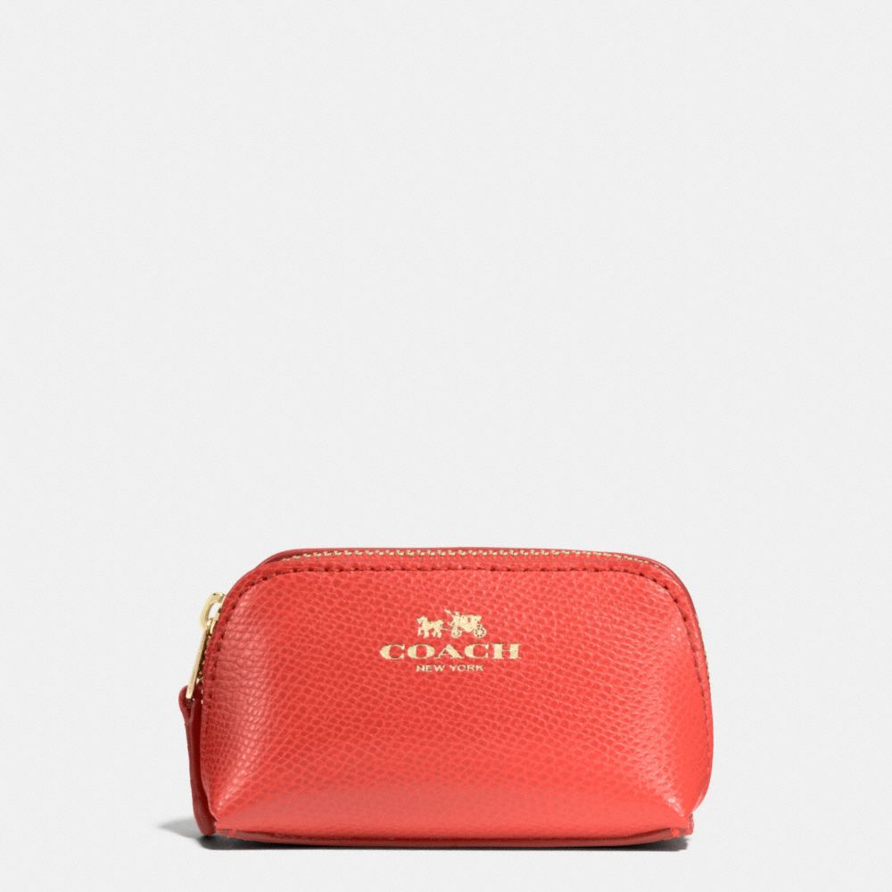 COACH COSMETIC CASE 9 IN CROSSGRAIN LEATHER - IMITATION GOLD/WATERMELON - F53384