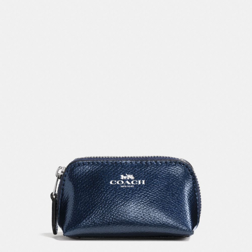 COACH COSMETIC CASE 9 IN CROSSGRAIN LEATHER - SILVER/METALLIC MIDNIGHT - f53384