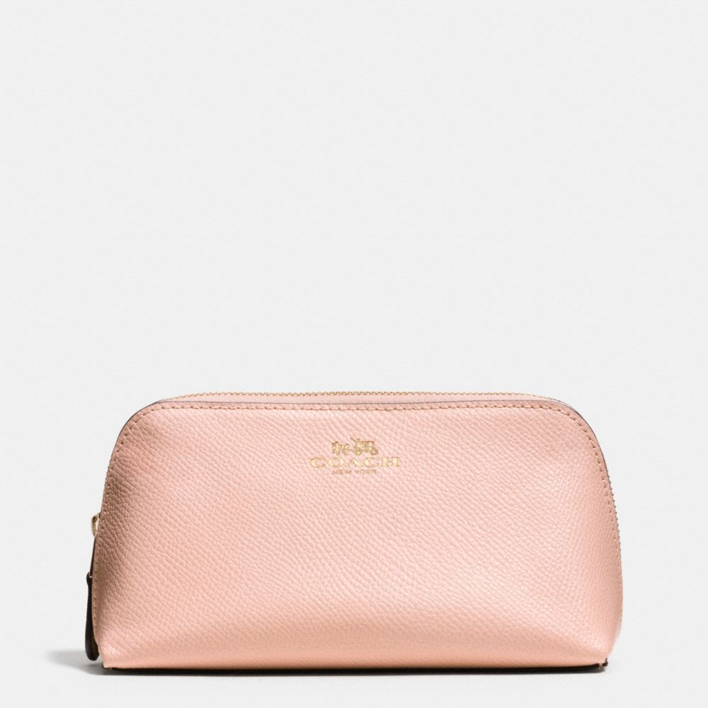 COSMETIC CASE 17 IN CROSSGRAIN LEATHER - IMITATION GOLD/PEACH ROSE - COACH F53386