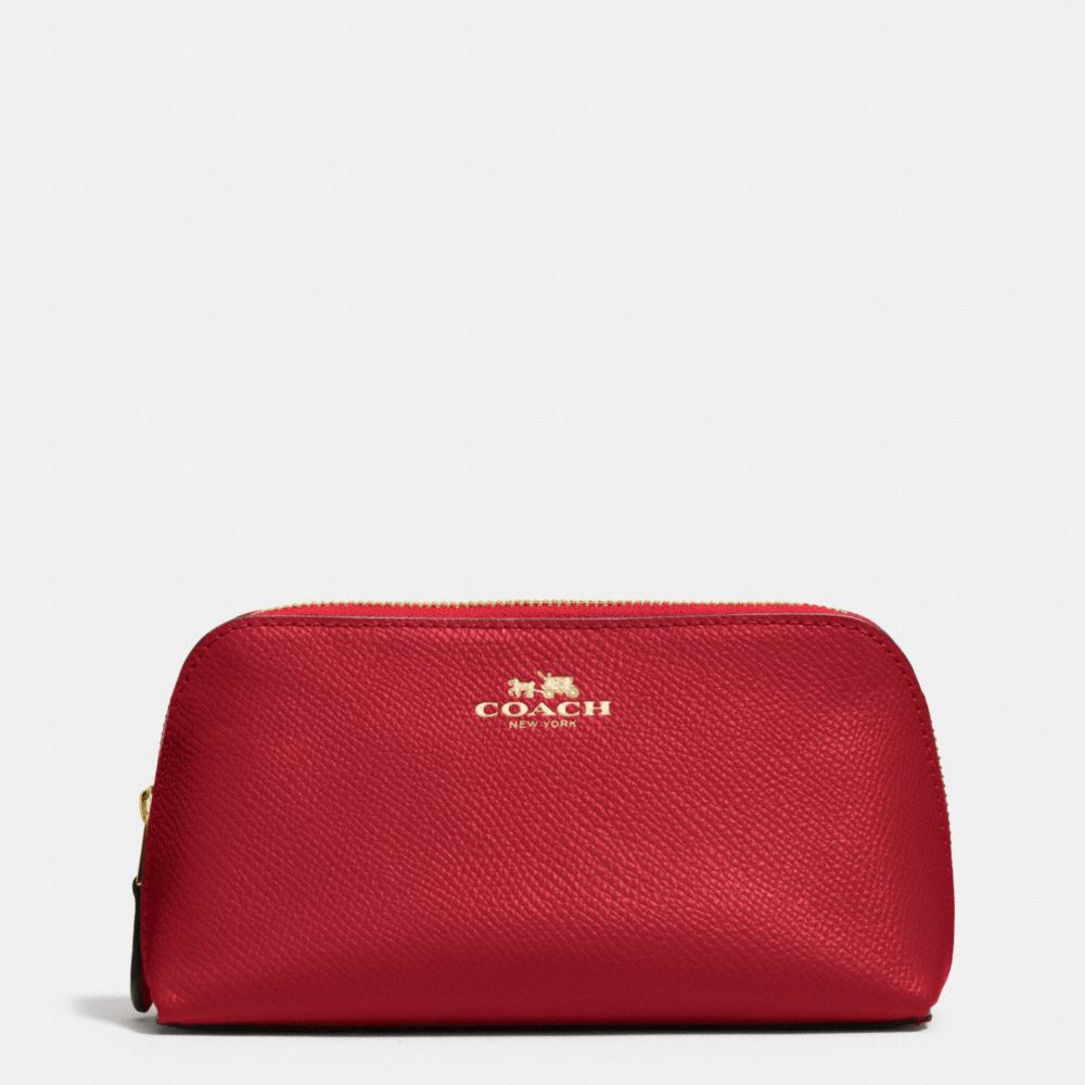 COACH F53386 Cosmetic Case 17 In Crossgrain Leather IMITATION GOLD/TRUE RED