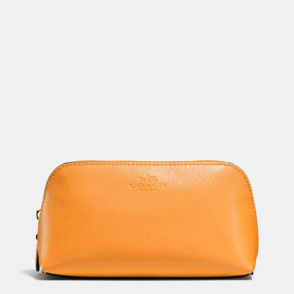 COACH F53386 COSMETIC CASE 17 IN CROSSGRAIN LEATHER IMITATION-GOLD/ORANGE-PEEL