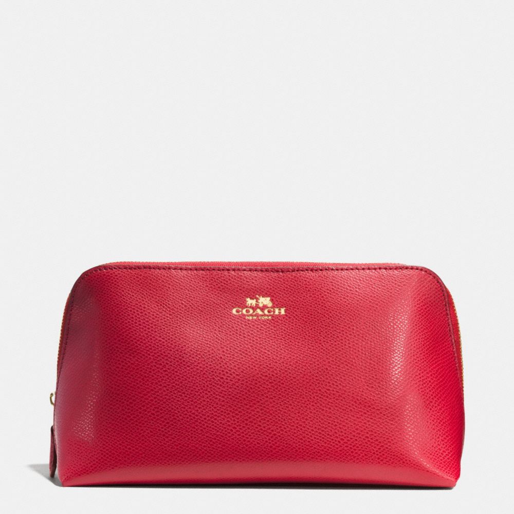 COACH F53387 Cosmetic Case 22 In Crossgrain Leather IMITATION GOLD/CLASSIC RED