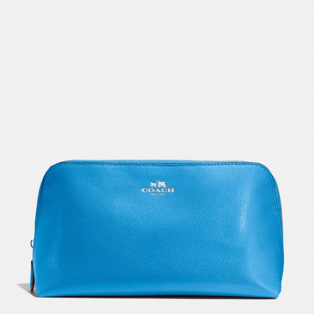 COACH COSMETIC CASE 22 IN CROSSGRAIN LEATHER - SILVER/AZURE - f53387