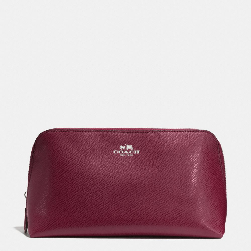 COSMETIC CASE 22 IN CROSSGRAIN LEATHER - SILVER/BURGUNDY - COACH F53387