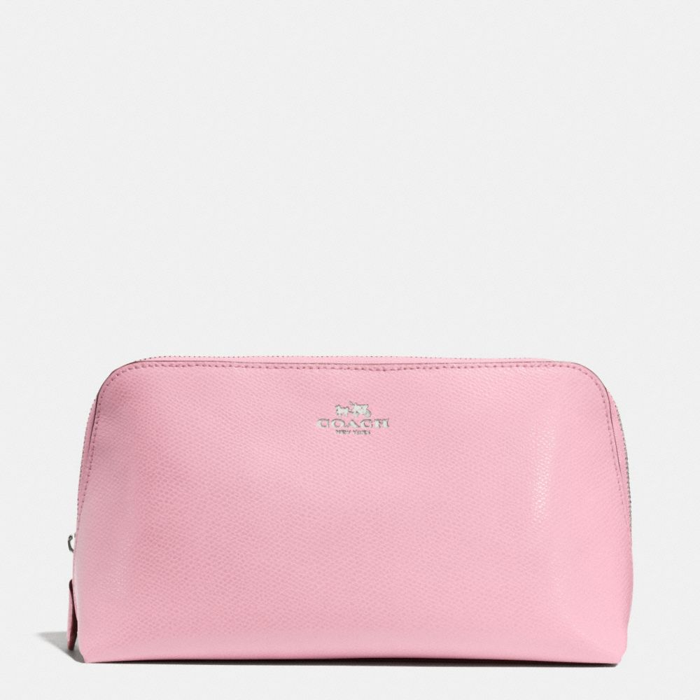 COACH F53387 Cosmetic Case 22 In Crossgrain Leather SILVER/PETAL