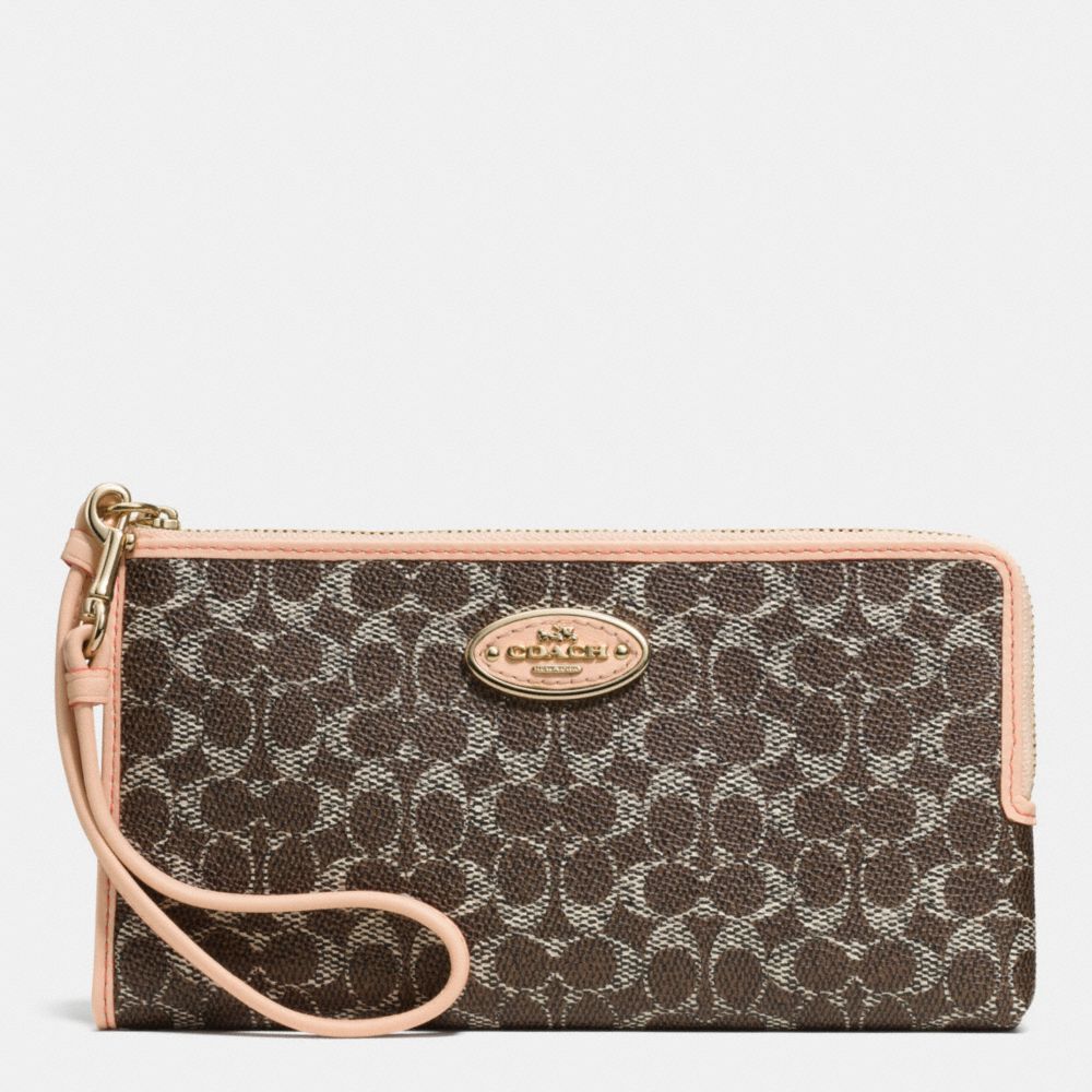 L-ZIP WALLET IN EMBOSSED SIGNATURE - LIGHT GOLD/SADDLE/APRICOT - COACH F53412