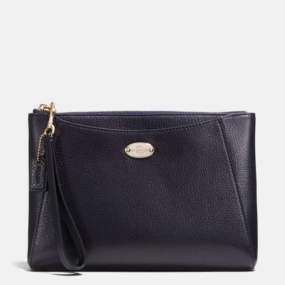 COACH f53417 MORGAN CLUTCH 24 IN PEBBLE LEATHER LIGHT GOLD/MIDNIGHT